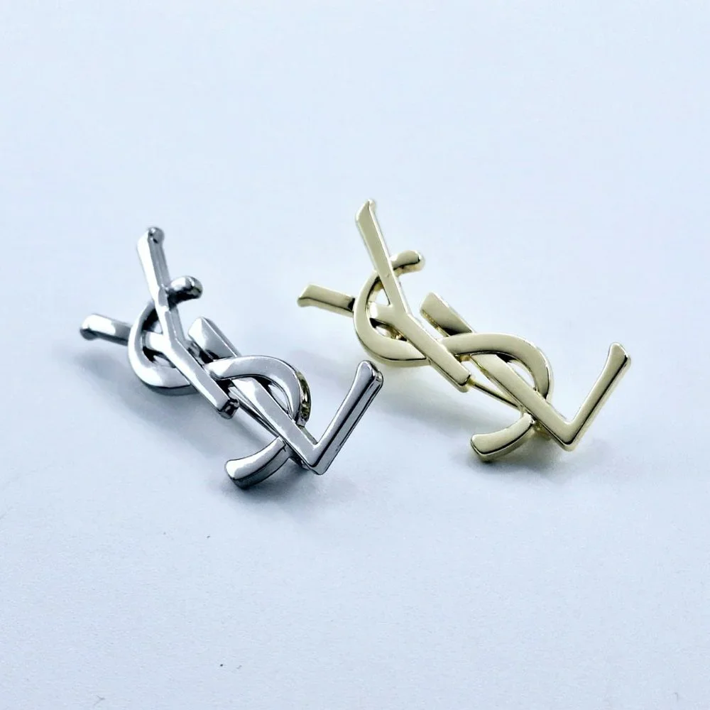 Bundle Vintage Gold Silver Yves Saint Laurent YSL Brooch Employee Appreciation 2 - Picture 2 of 8